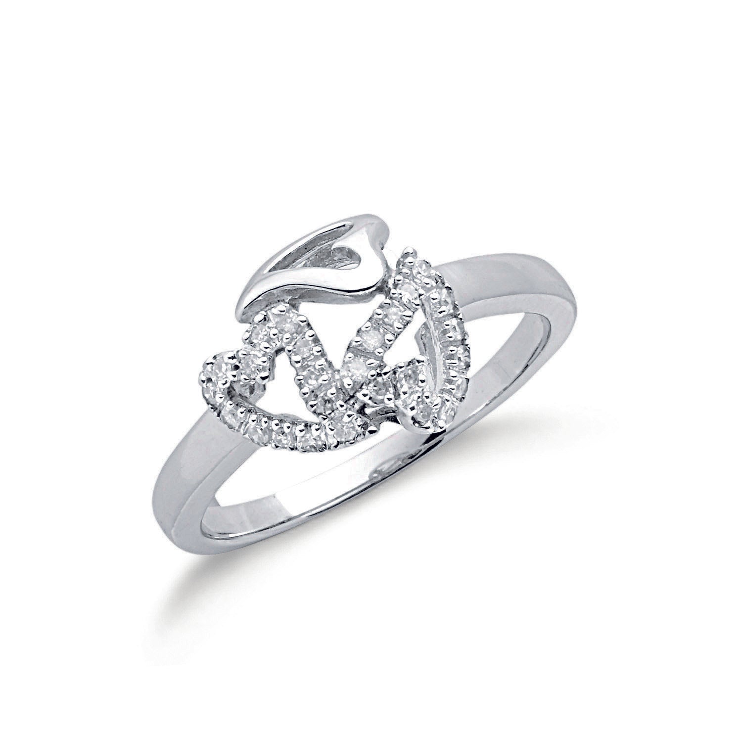 9ct White Gold 0.12ct Diamond Heart Ring