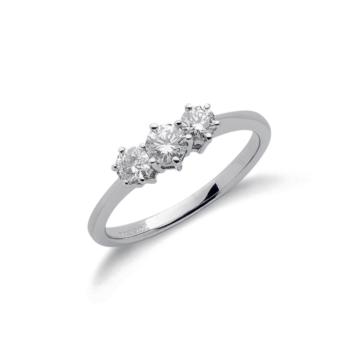 18ct White Gold 0.50ct Diamond Trilogy Ring