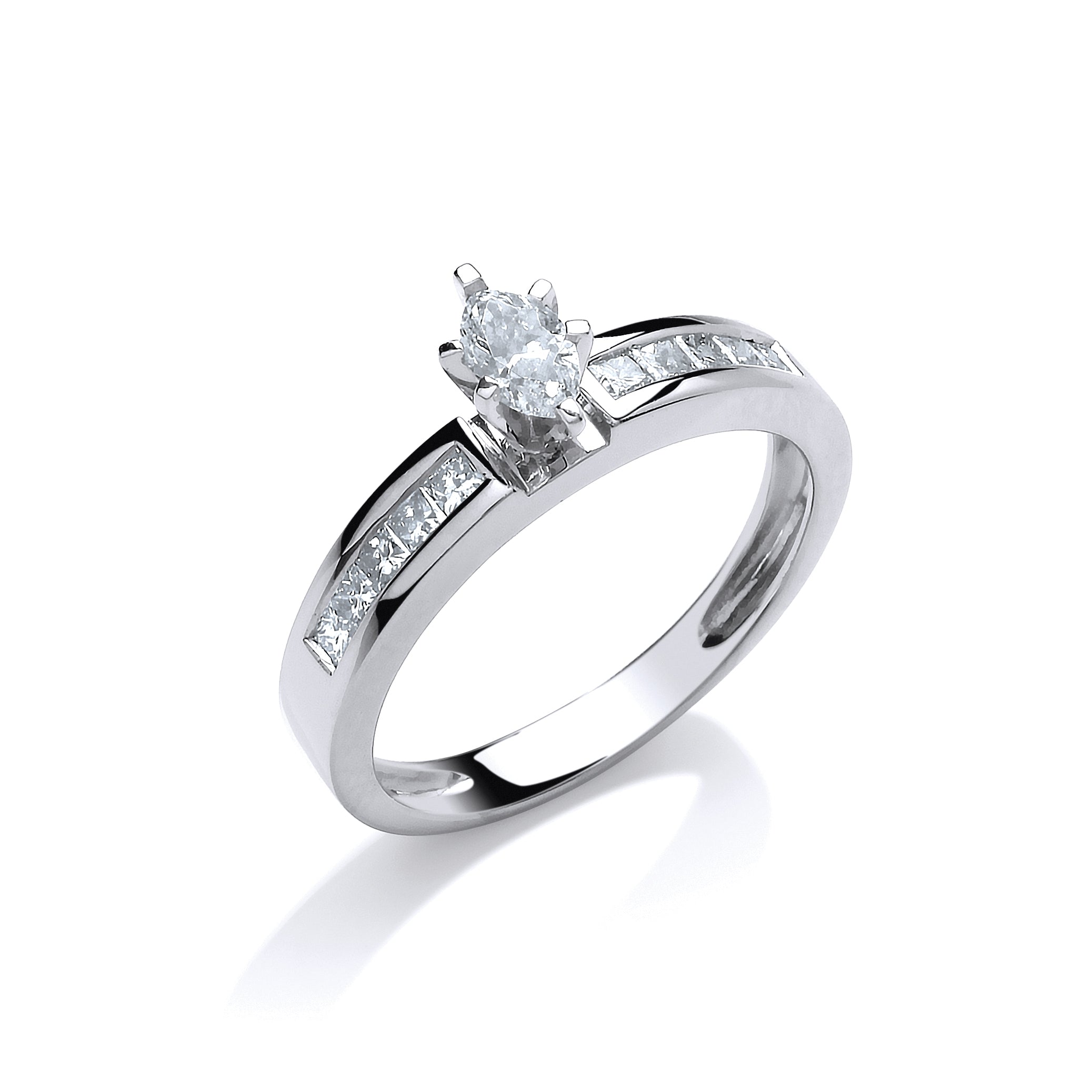 18ct White Gold 0.50ct Marquise & Princess Cut Diamond Engagement