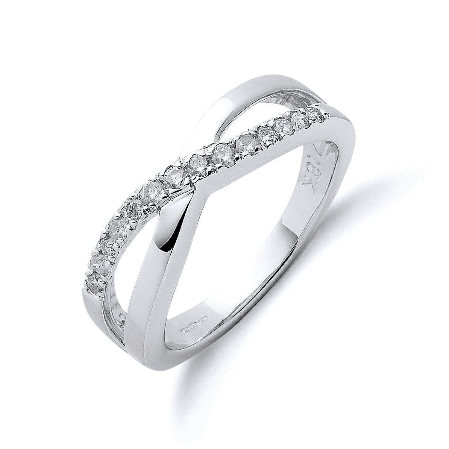 18ct White Gold 0.20ct Crossover Diamond Ring