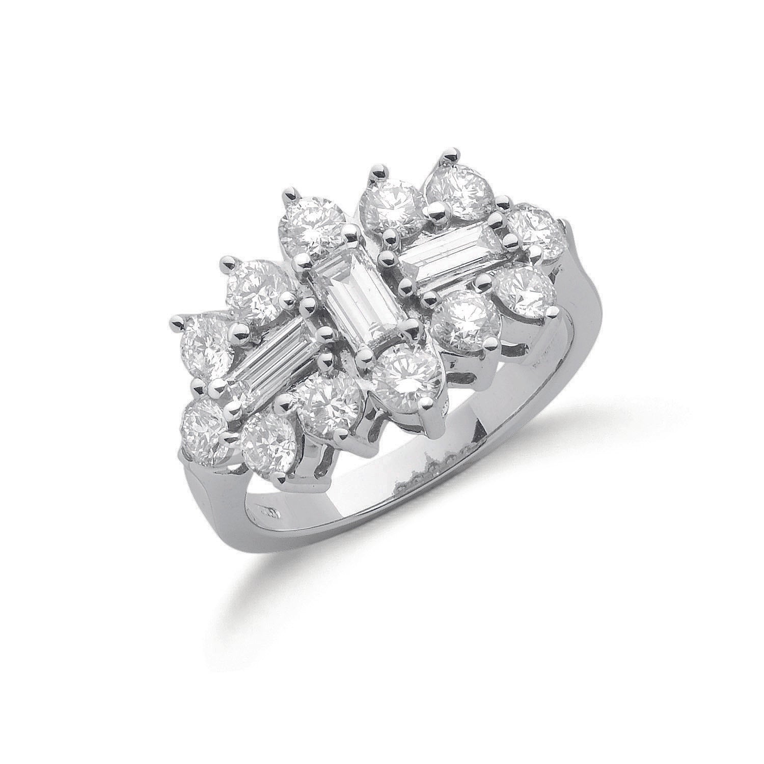 18ct White Gold D.2.00ctw Diamond Boat/Cluster Ring