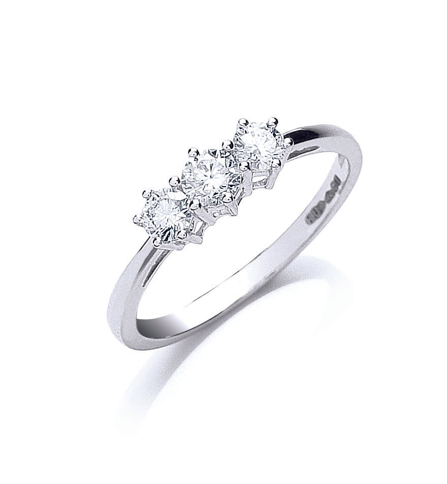 Platinum 0.50ct Brilliant Cut Diamond Trilogy Ring