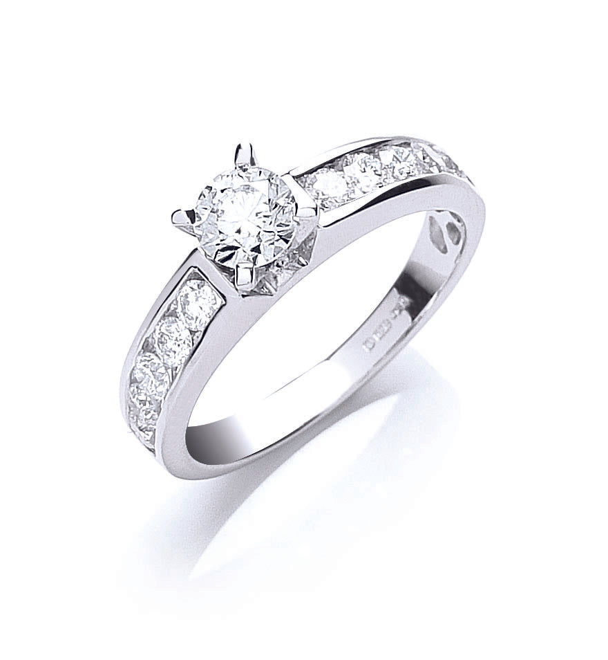 18ct White Gold 1.00ct Brilliant Cut Centre Diamond Ring