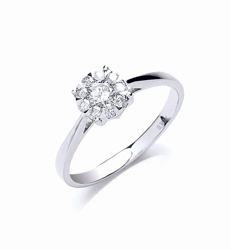 18ct White Gold 0.33ct Illusion Set Diamond Ring