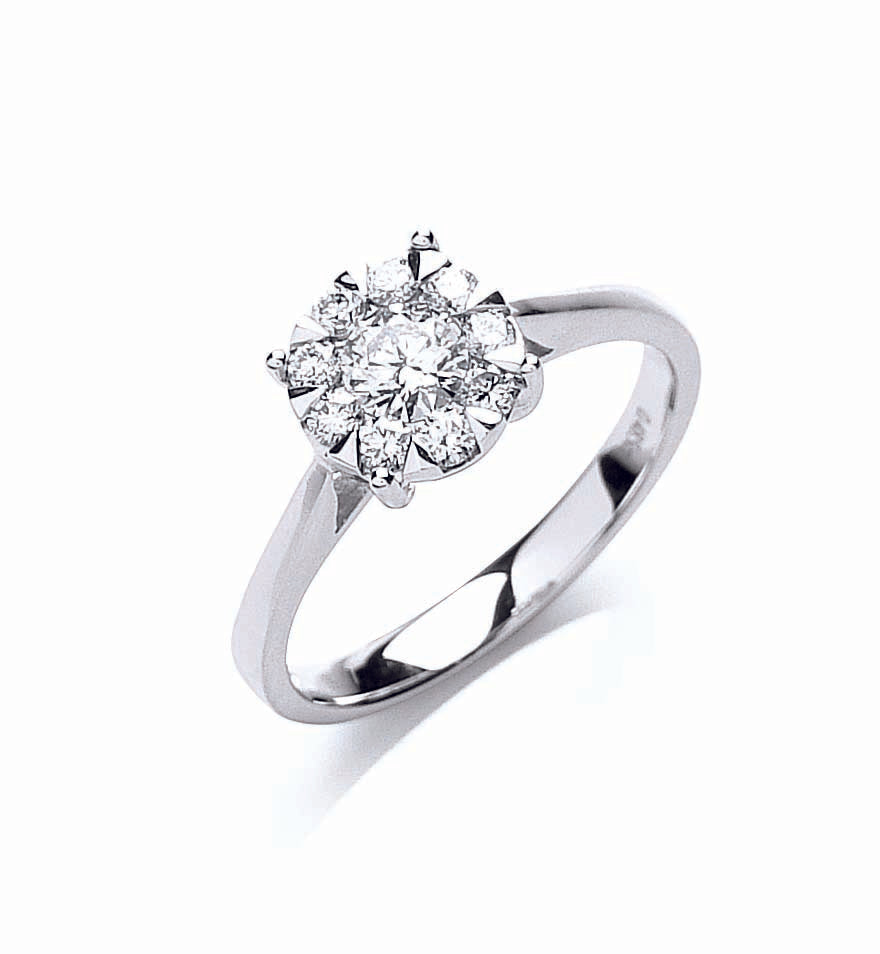 18ct White Gold 0.50ct Illusion Set Diamond Ring