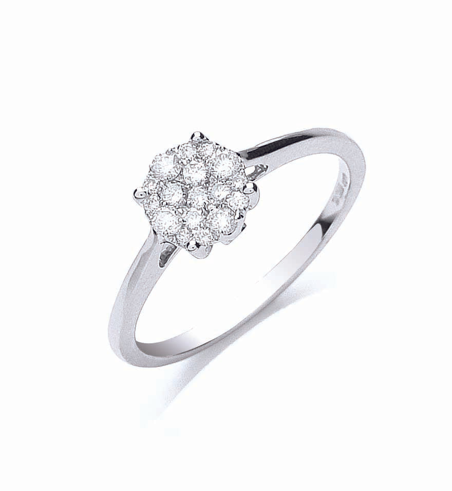 18ct White Gold 0.25ct Cluster Diamond Ring