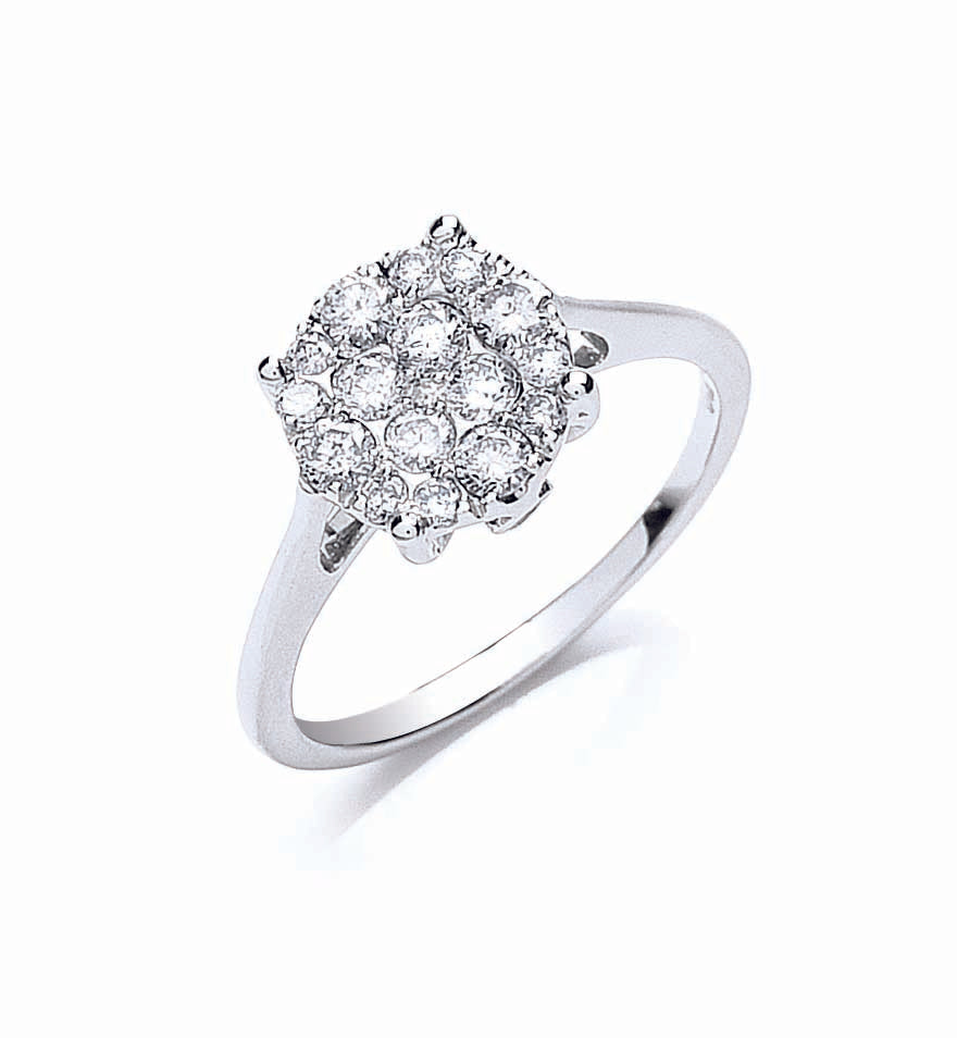 18ct White Gold 0.50ct Cluster Diamond Ring