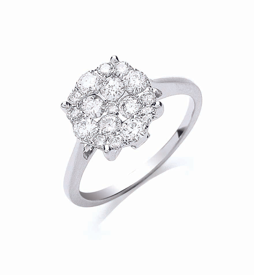 18ct White Gold 0.75ct Cluster Diamond Ring