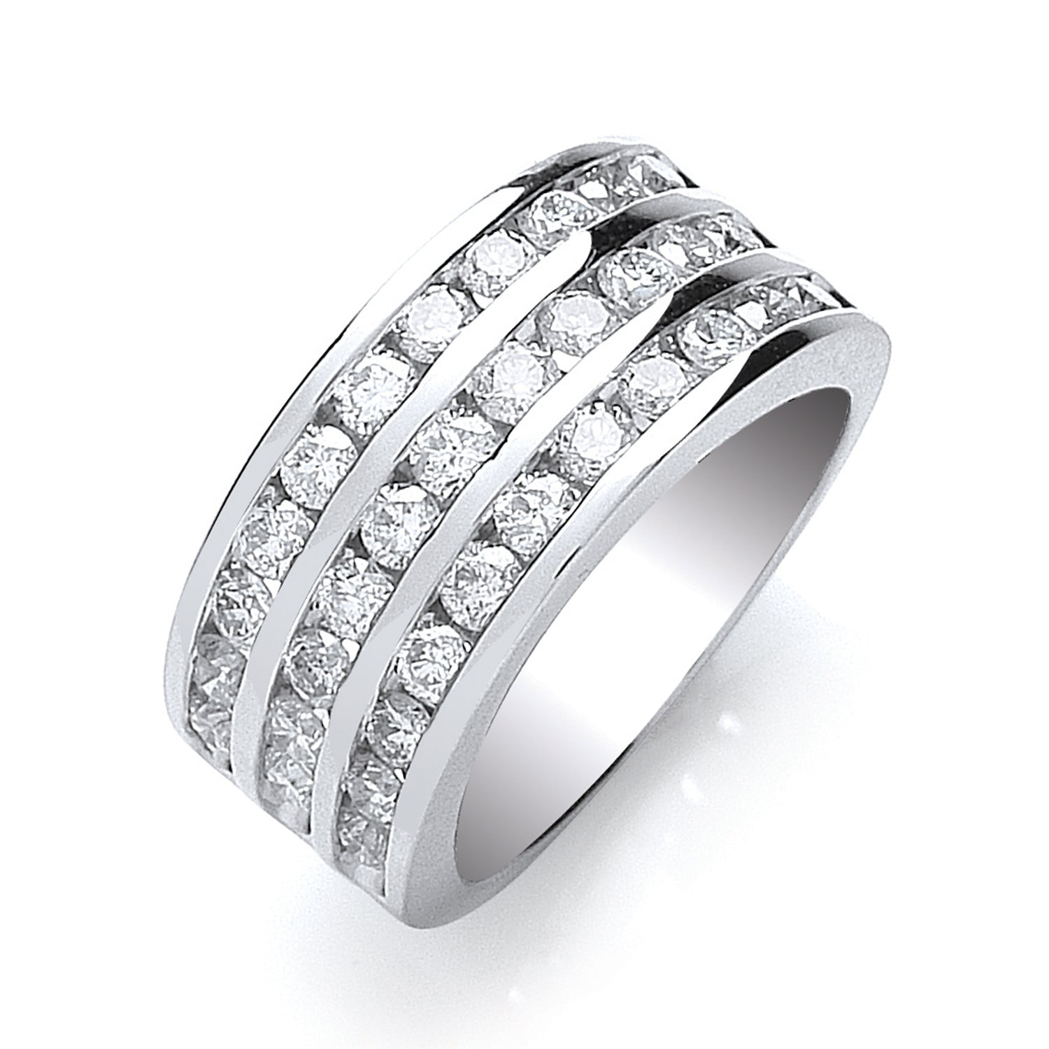 18ct White Gold 3 Rows D.1.50ctw Diamond Ring