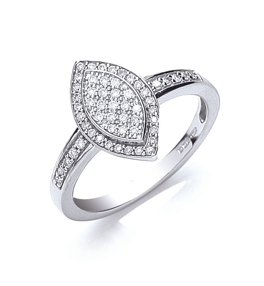 18ct White Gold Pave Set 0.25ct Diamond Ring SIZE K