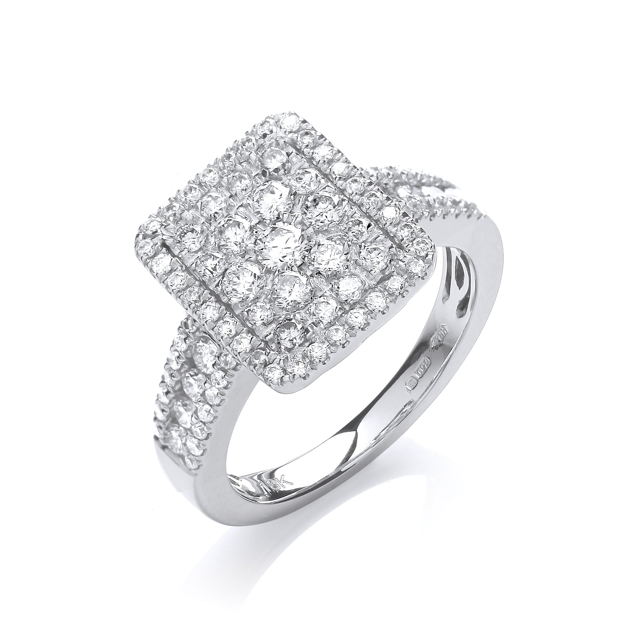 18ct White Gold Hallmarked 1.00ct Diamond Dress Ring