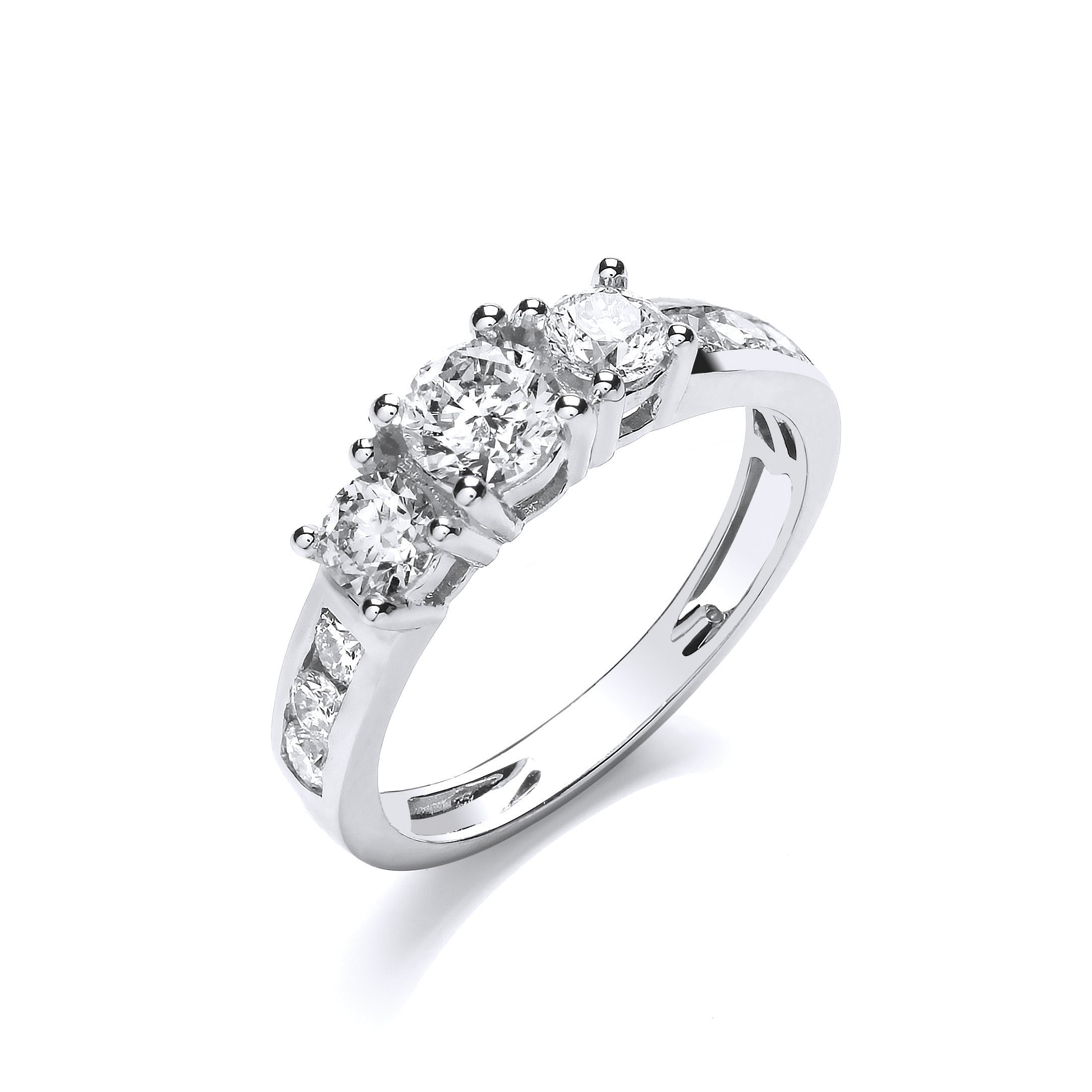 18ct White 1.00ct Diamond Trilogy Ring