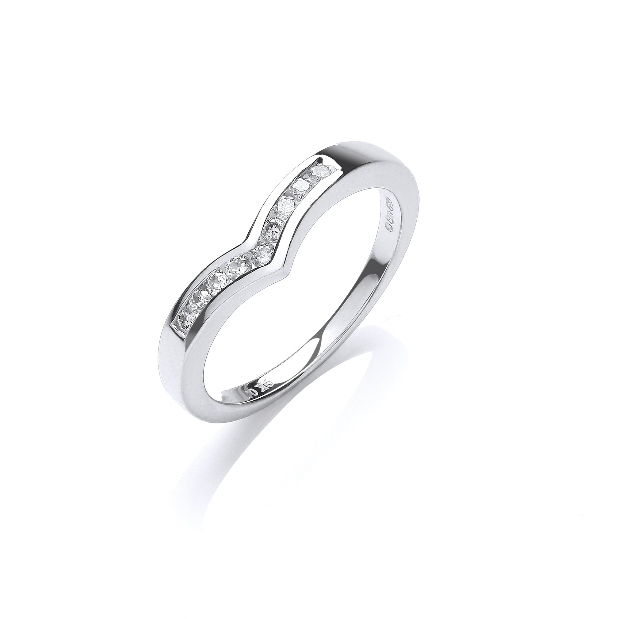 9ct White Gold 0.15ct Diamond Wishbone Ring