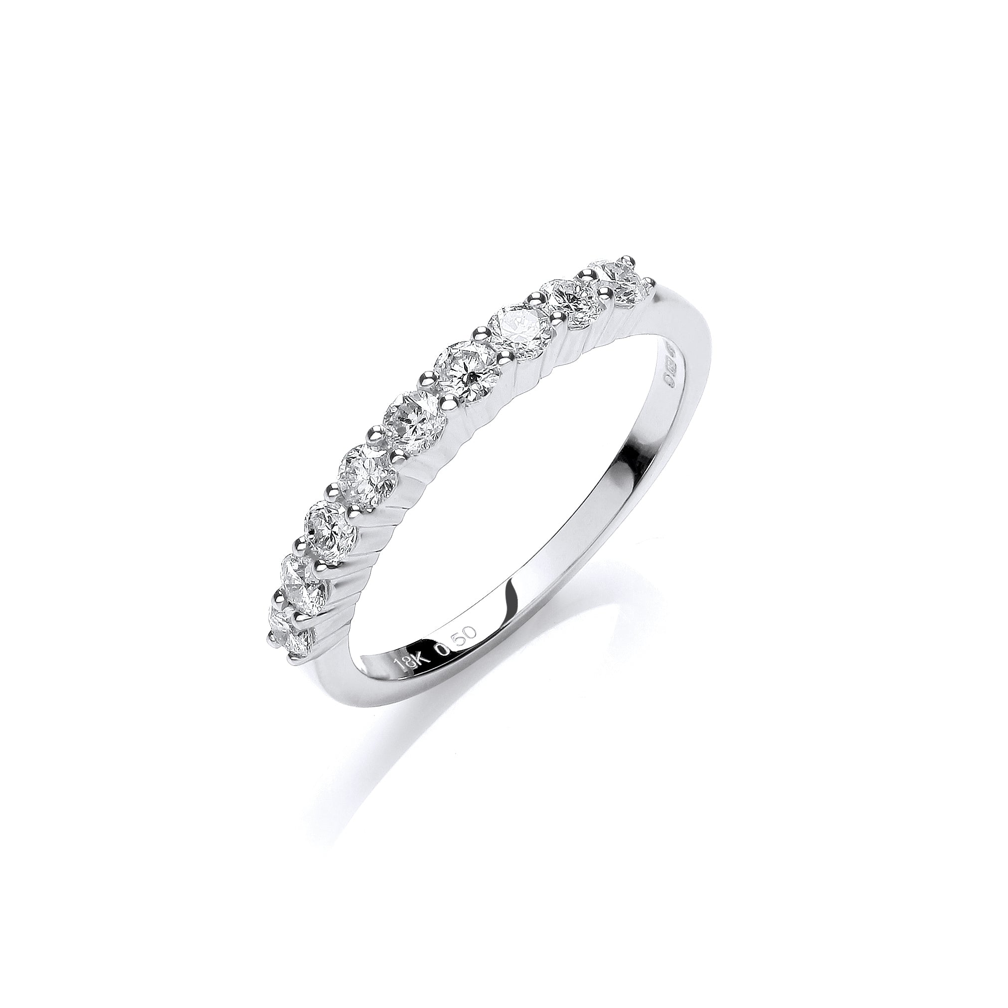 18ct White Gold 0.50ct Diamond Half Eternity Ring