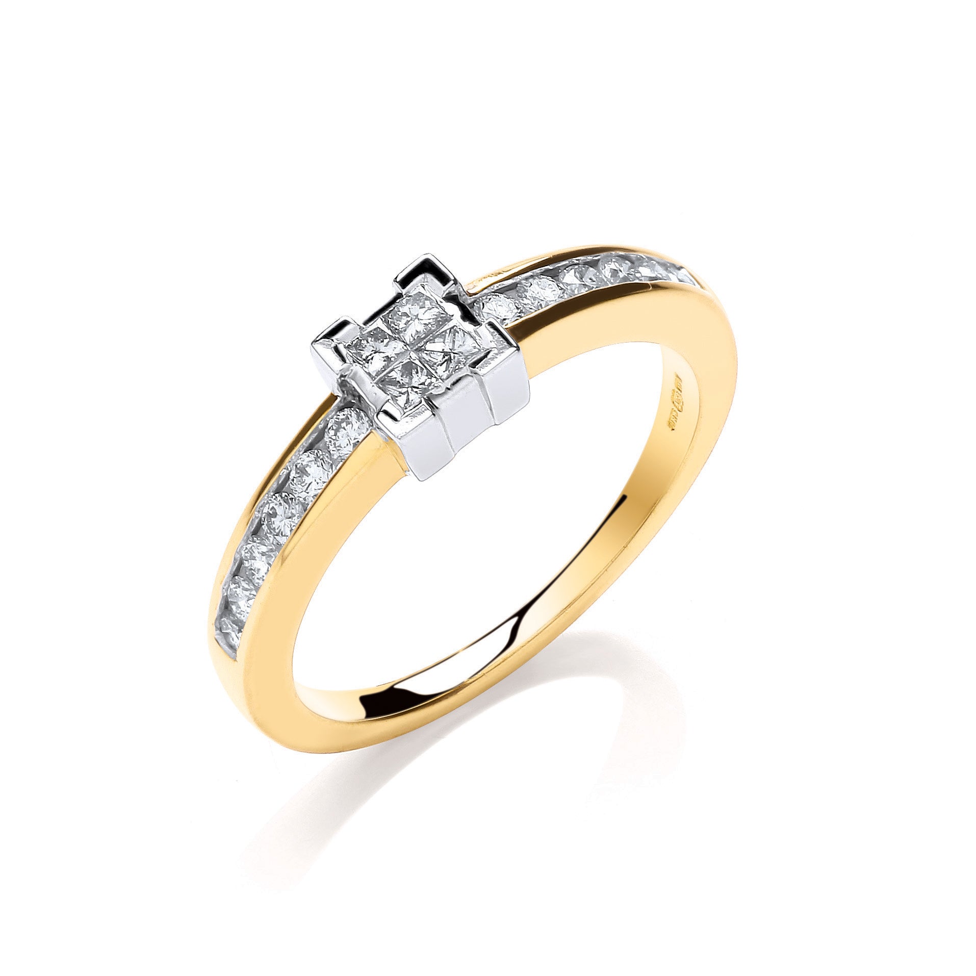 9ct Yellow Gold 0.33ct Princess Cut Centre Diamond Ring