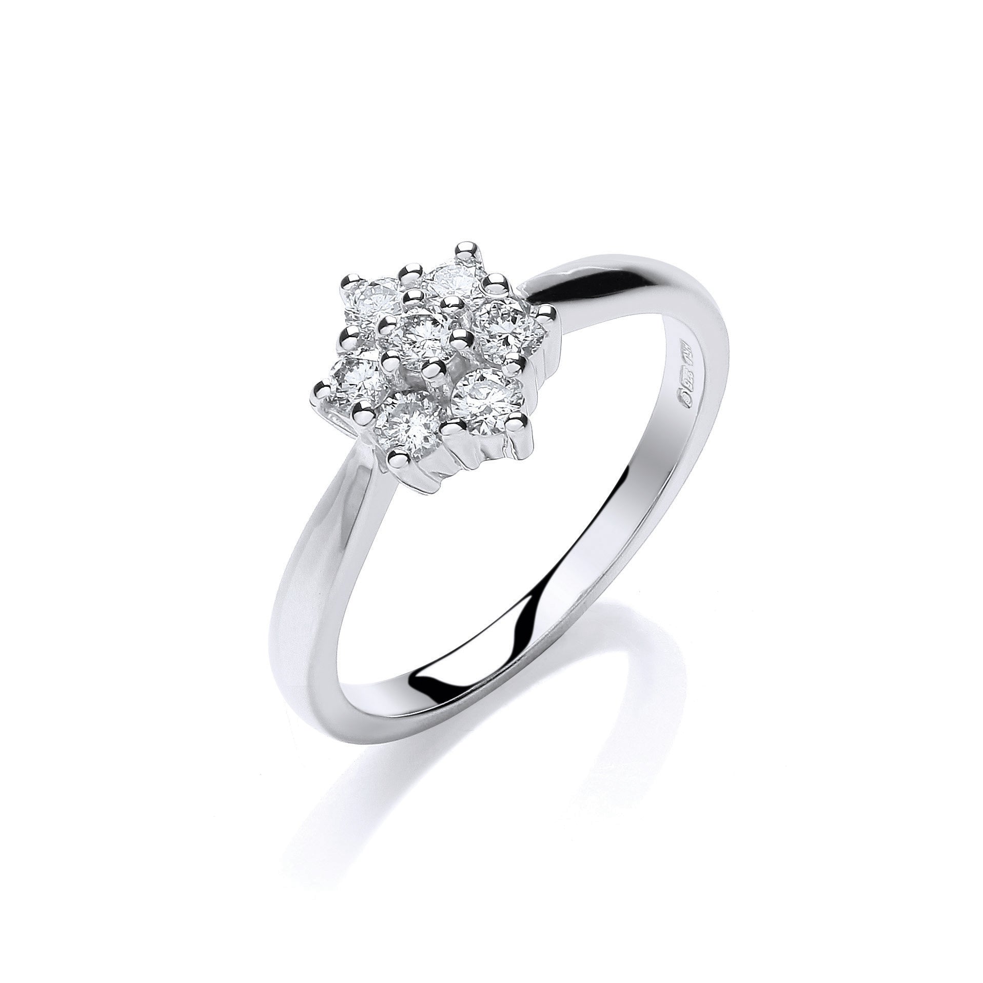 9ct White Gold 0.33ct Diamond 7 Stone Cluster Ring