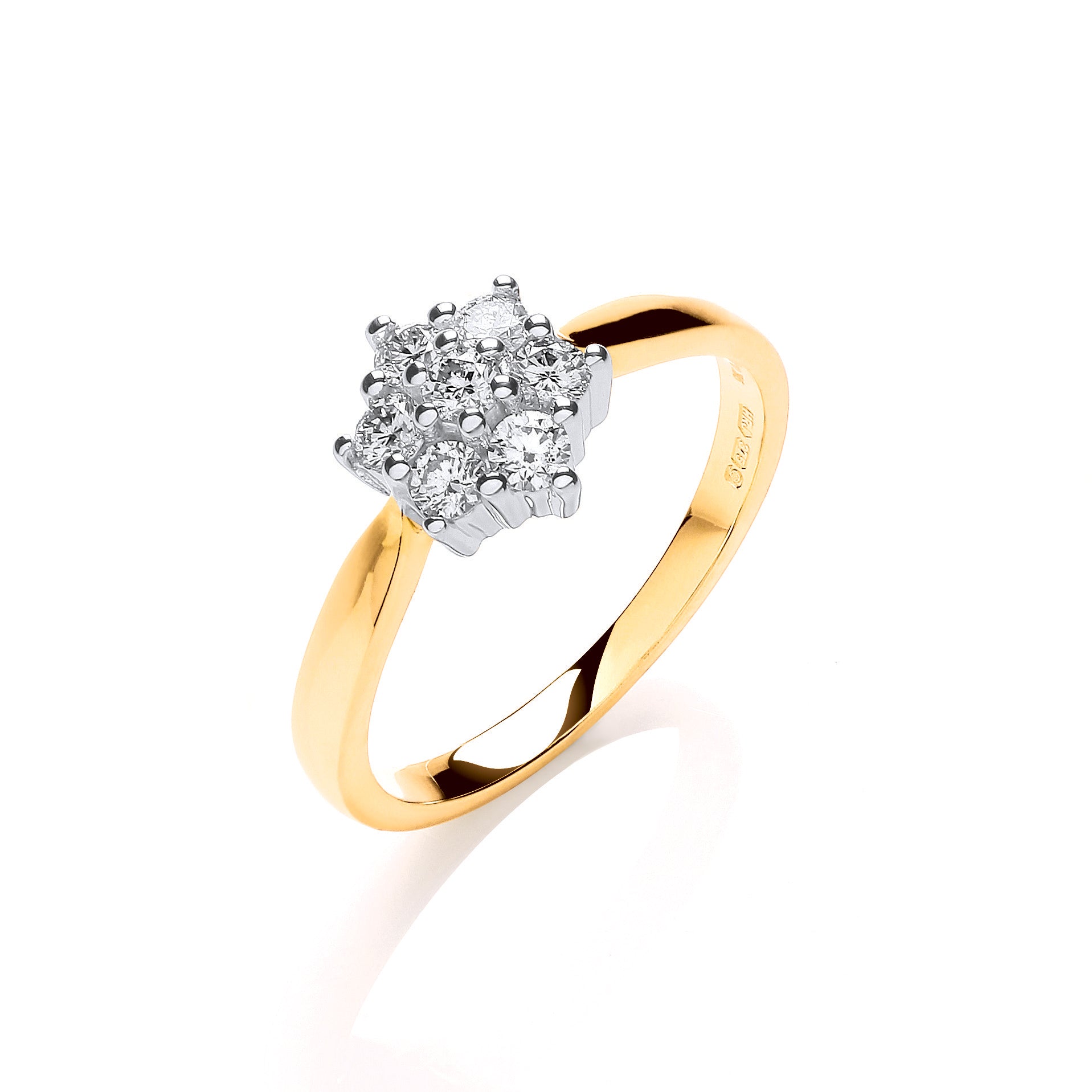 9ct Yellow Gold 0.33ctw Diamond 7 Stone Cluster Ring