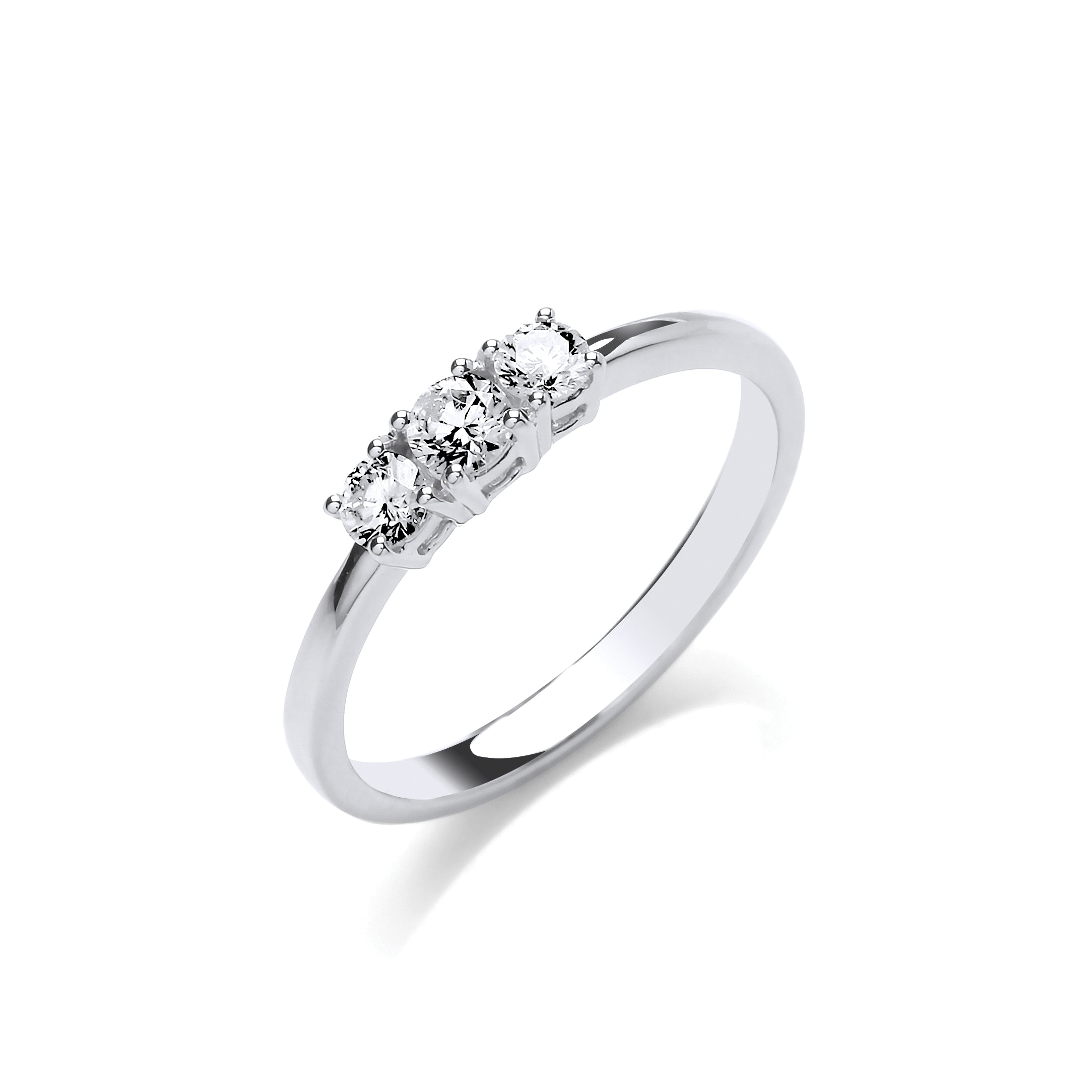 18ct White Gold 0.33ct Diamond Trilogy Ring