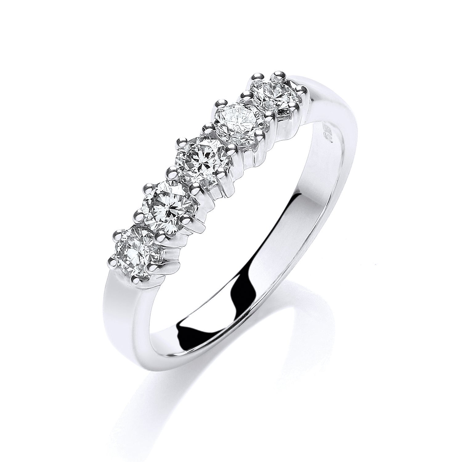 9ct White Gold 0.50ct 5 Stone Diamond Eternity Ring