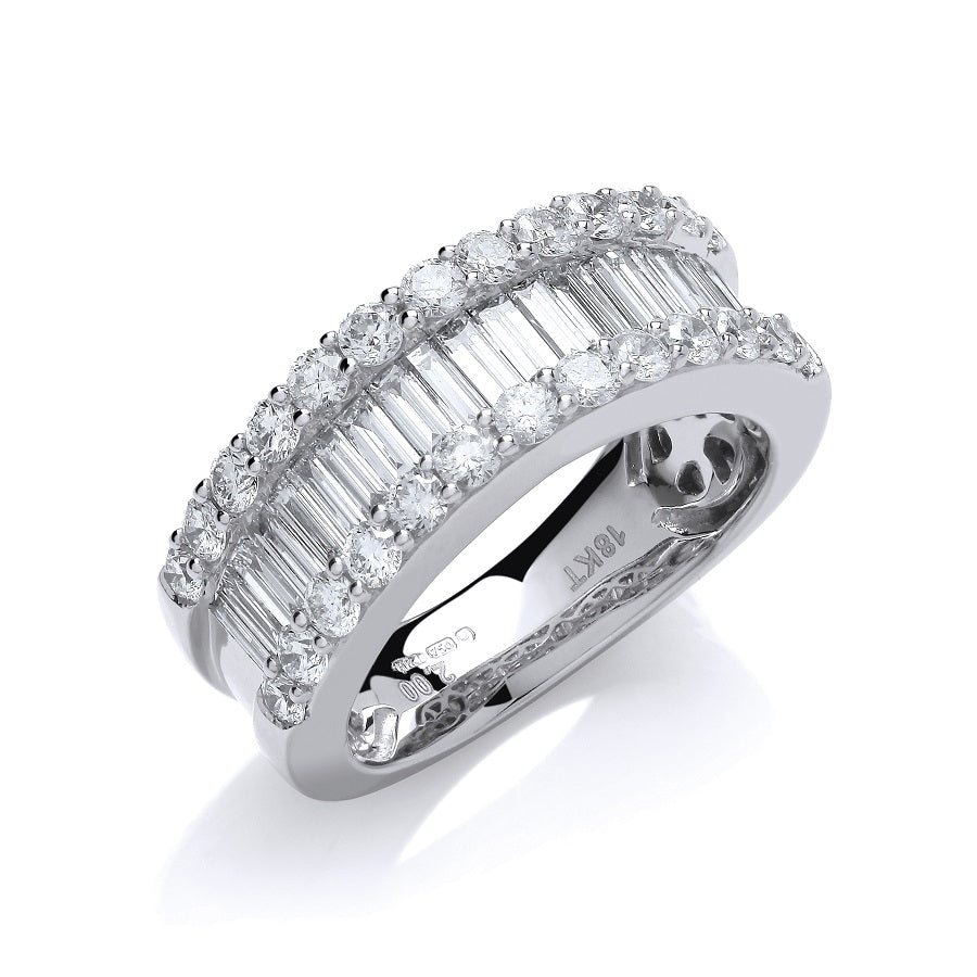 18ct White Gold 2.00ct Baguette & Brilliant Diamond Ring