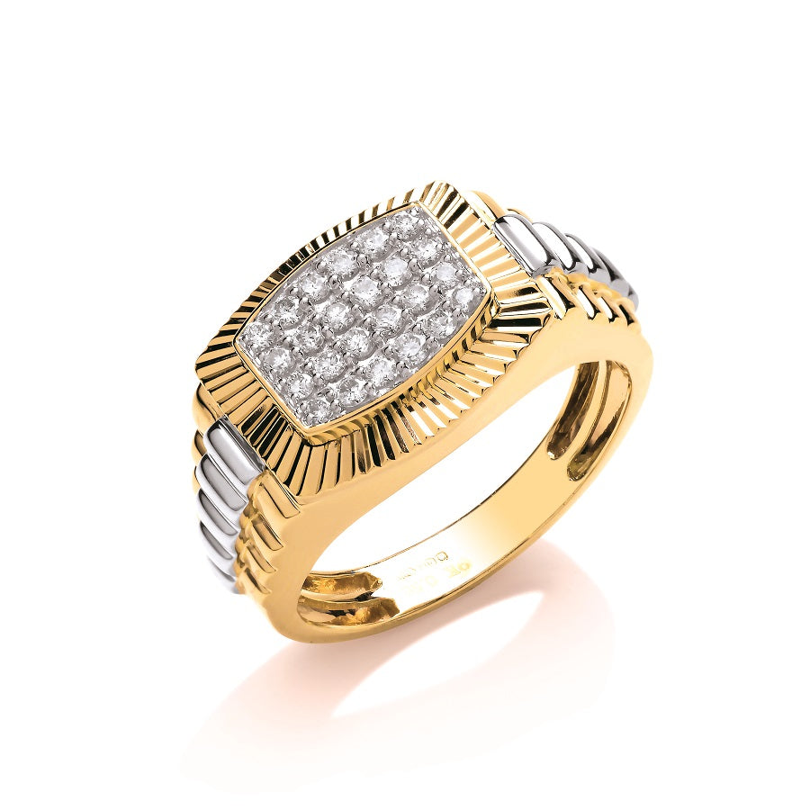 9ct Yellow & White Gold 0.50ct Diamond Fancy Link Ring