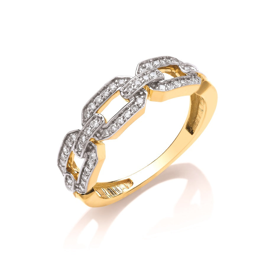 9ct Yellow Gold Chain Design 0.25ctw Diamond Ring