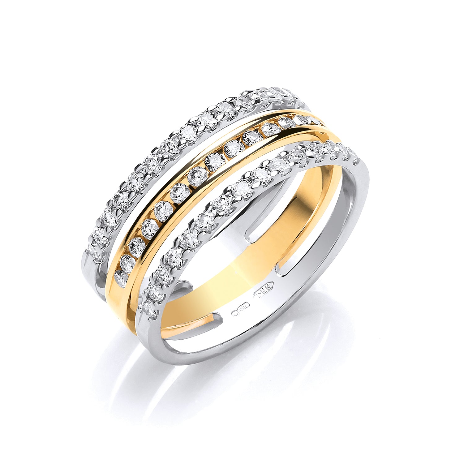 18ct Yellow & White Gold Three Band 0.50ct Diamond Eternity Ring