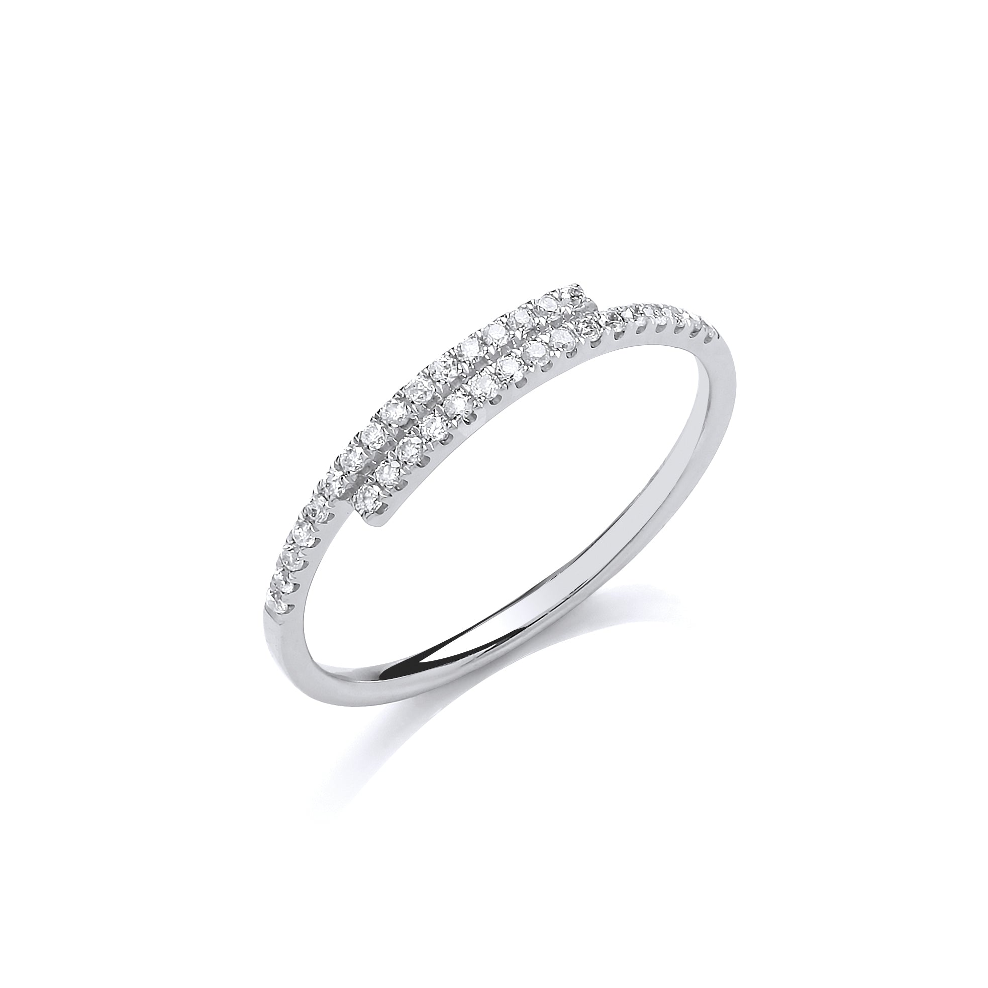 9ct White Gold 0.16ct Crossover Dress Ring