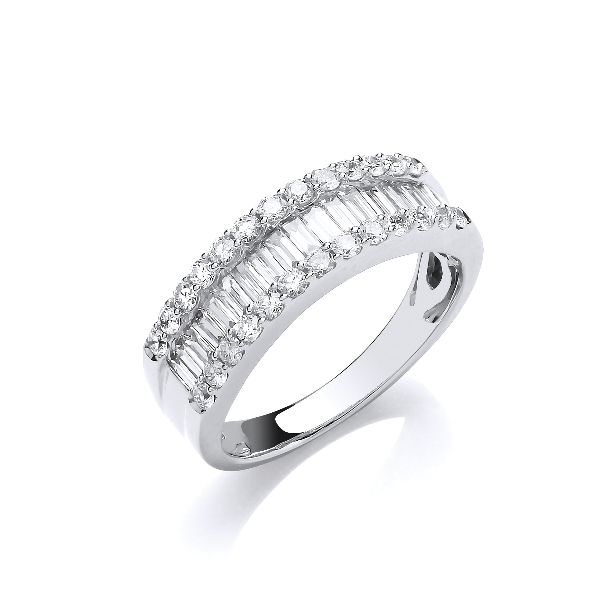 18ct White Gold 1.00ct Baguette & Brilliant Cut Diamond ET Ring