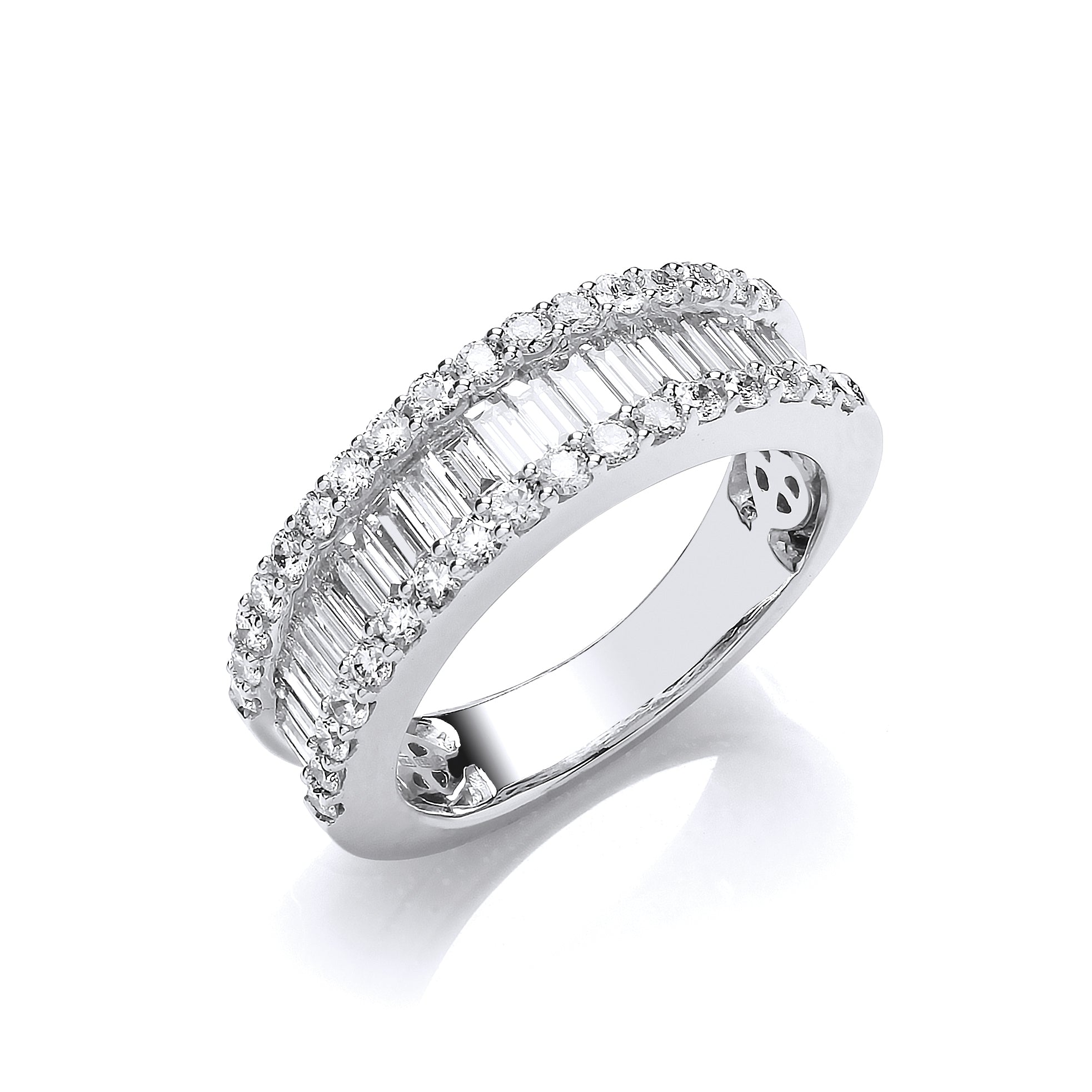 18ct White Gold 1.50ct Baguette & Brilliant Diamond Ring