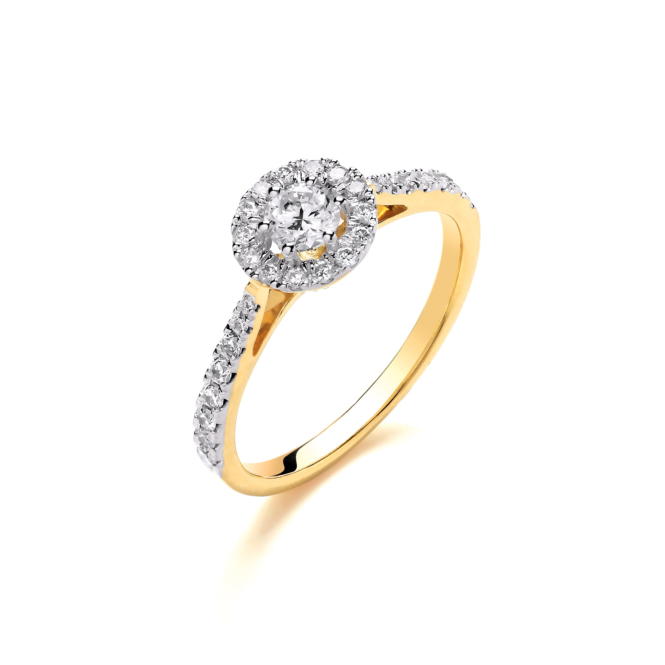 18ct Yellow Gold Halo Style 0.50ct Diamond Ring