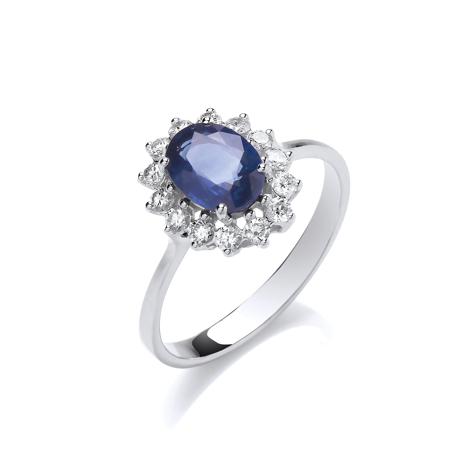 18ct White Gold 0.35ct Diamond & 1.40ct Sapphire Ring