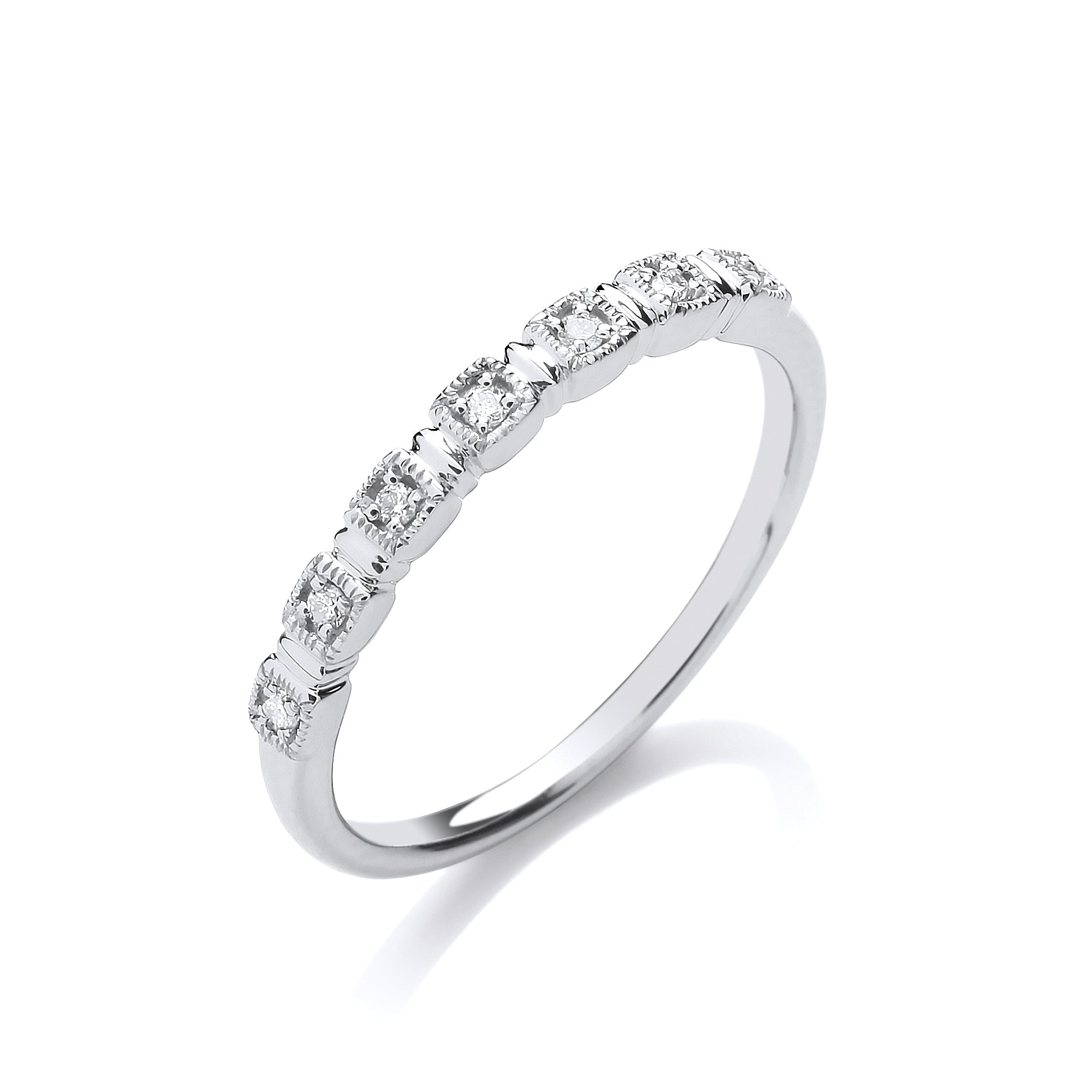 9ct White Gold Half Eternity 0.05ctw Diamond Ring