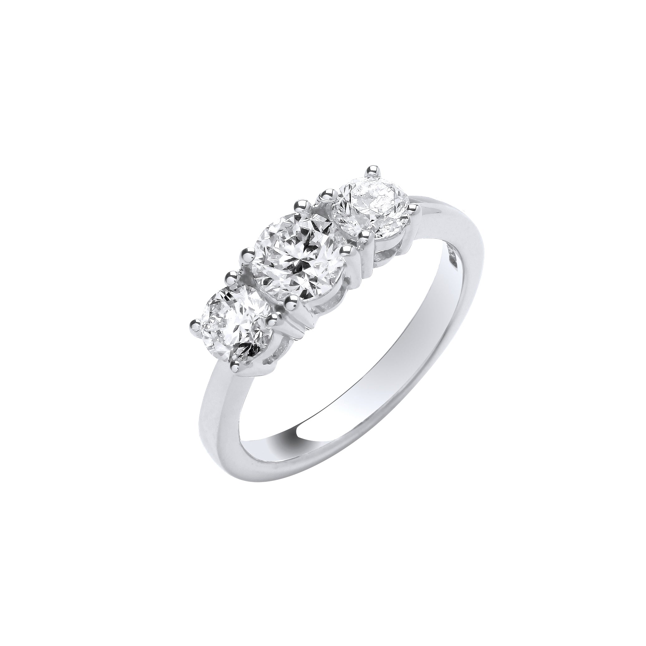 18ct White Gold 1.50ct Diamond Trilogy Ring