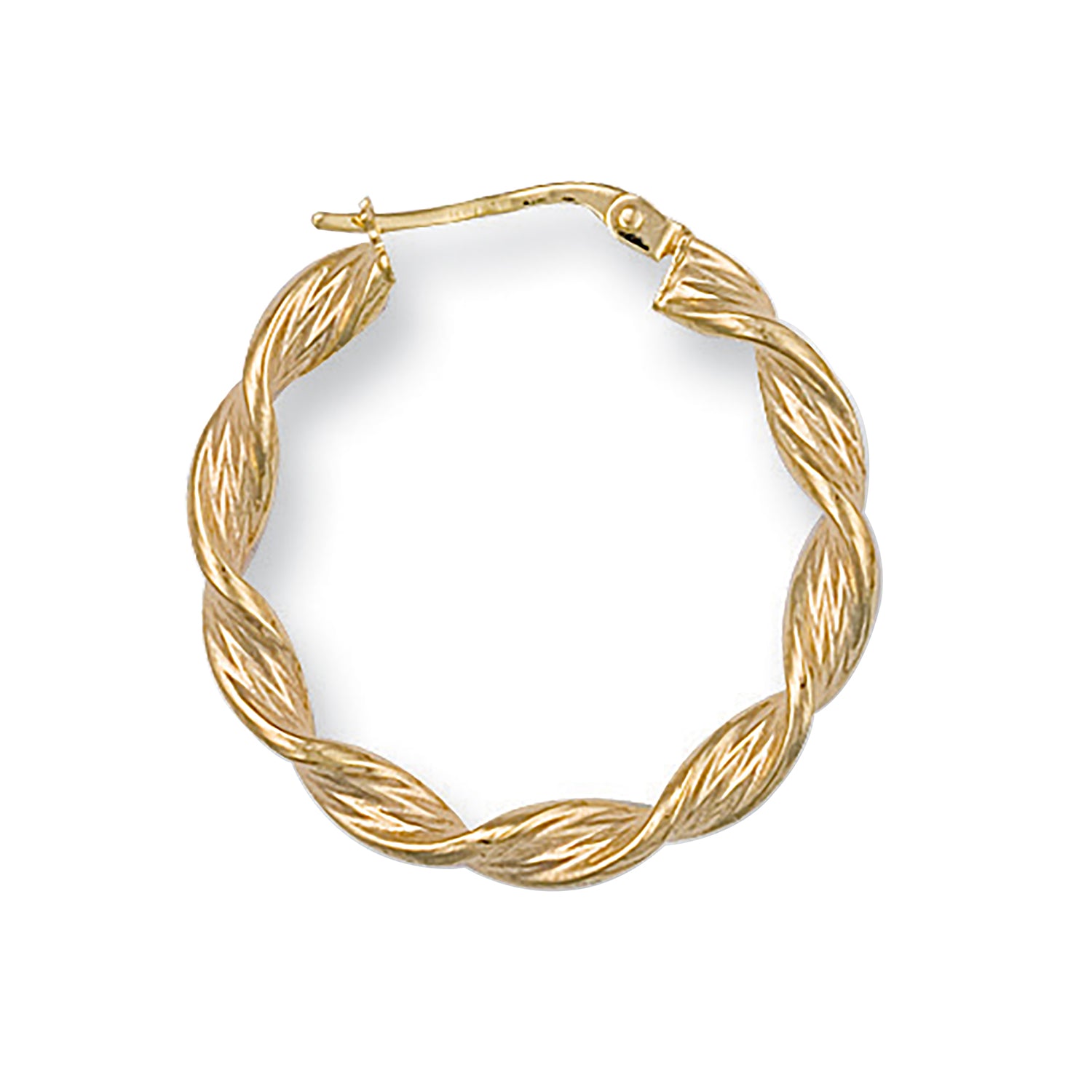 9ct Yellow Gold 27mm Twisted Hoop Earrings