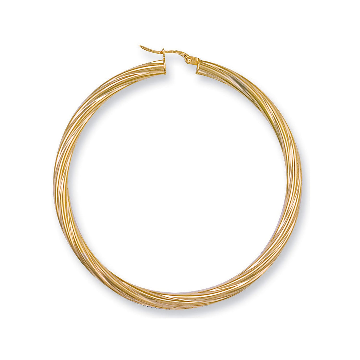 9ct Yellow Gold 57mm Twisted Hoop Earrings