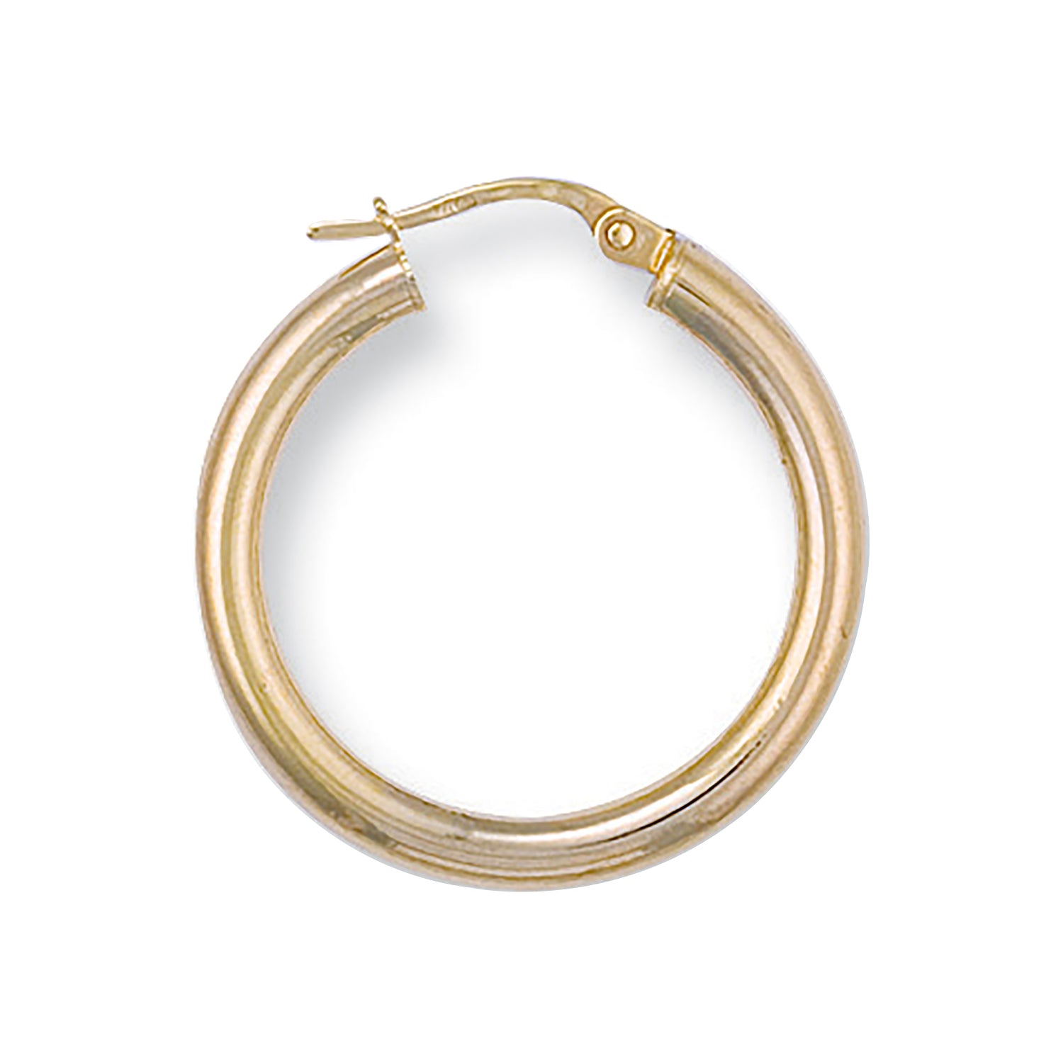 9ct Yellow Gold 26mm Round Tube Hoop Earrings