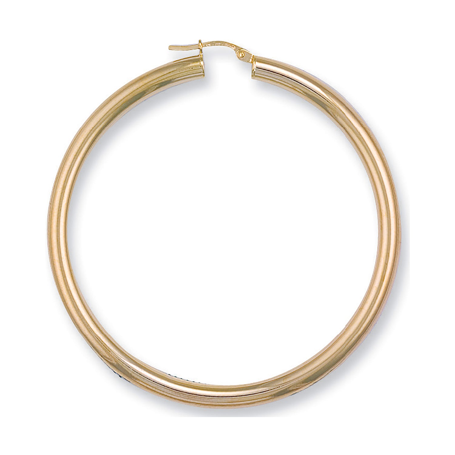 9ct Yellow Gold 58mm Round Tube Hoop Earrings