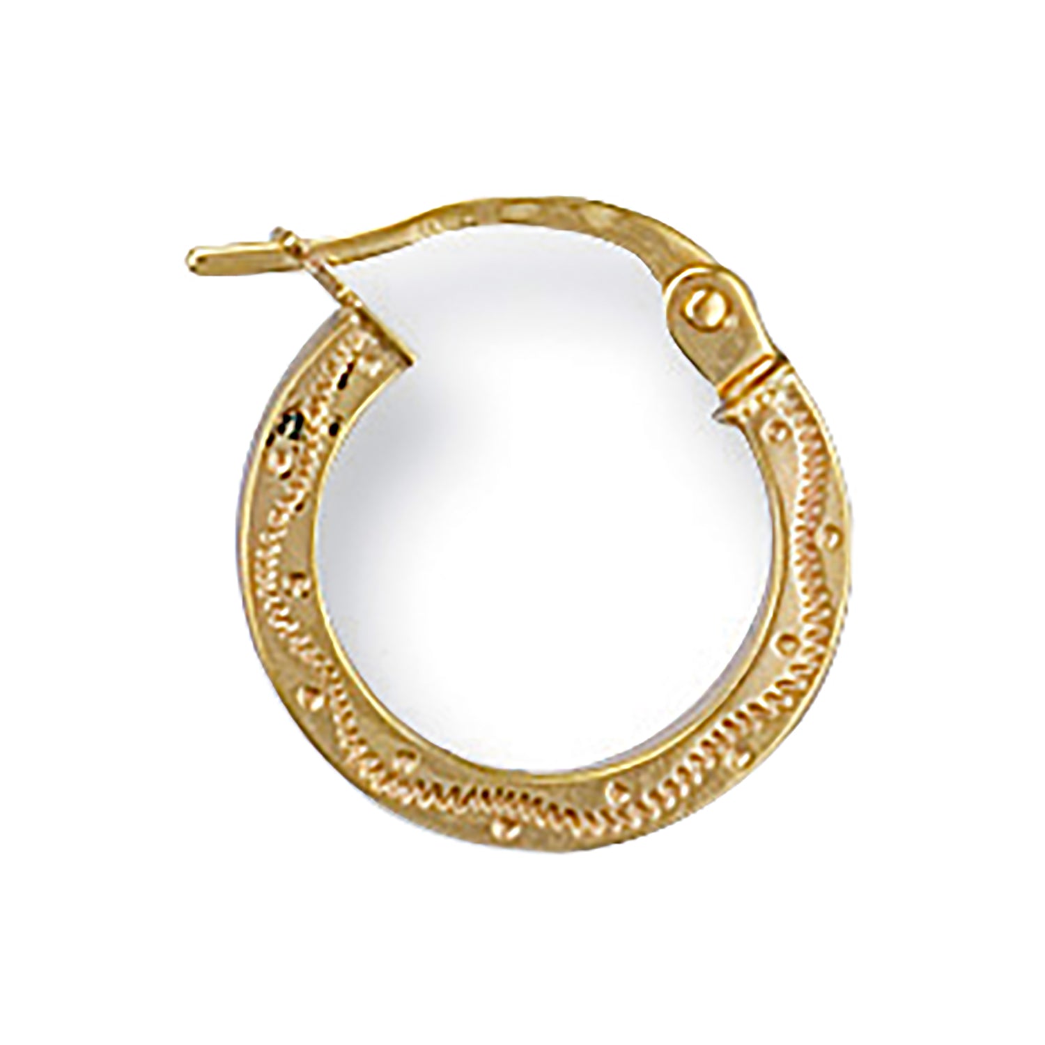 9ct Yellow Gold 13mm Patterned Hoop Earrings