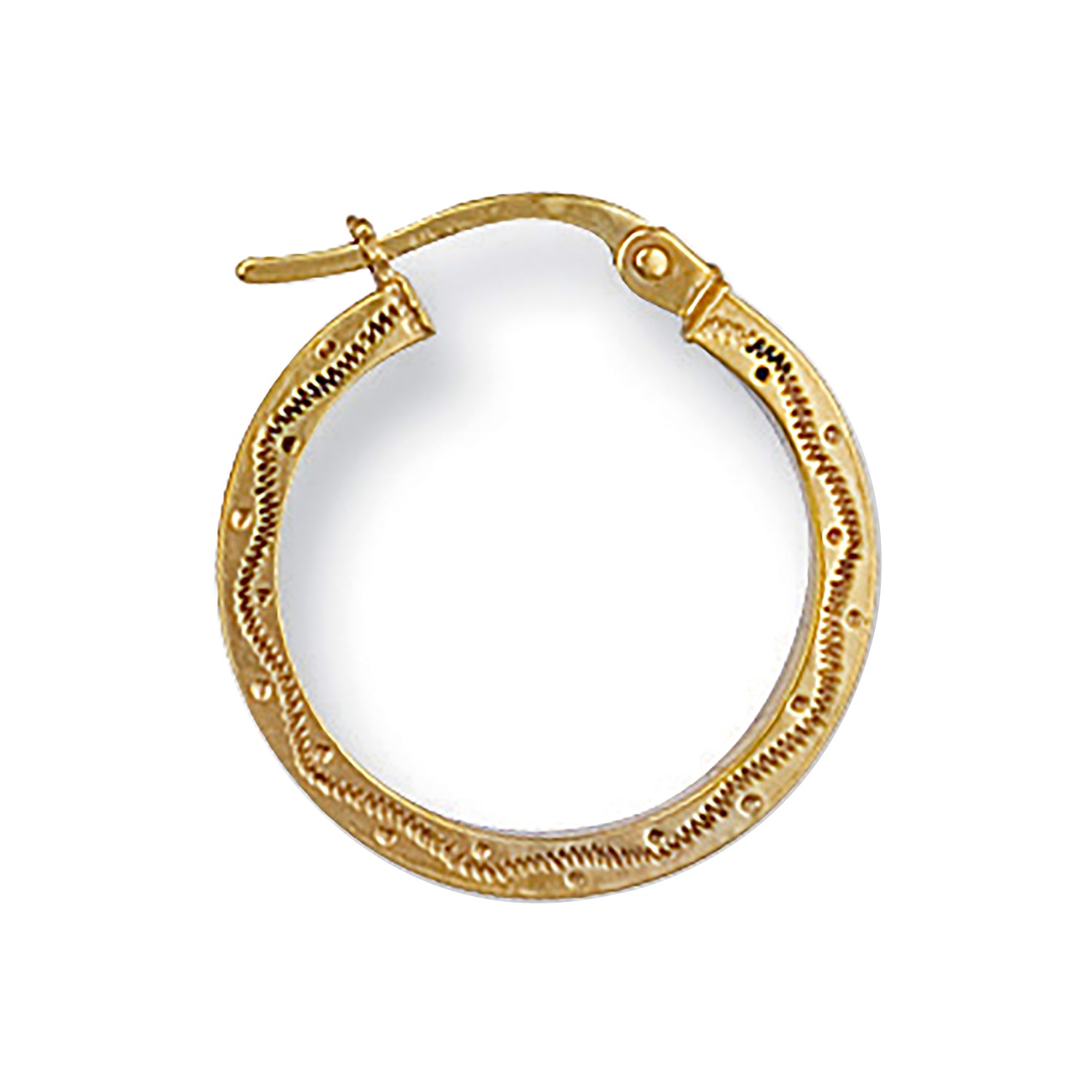 9ct Yellow Gold 18mm Patterned Hoop Earrings