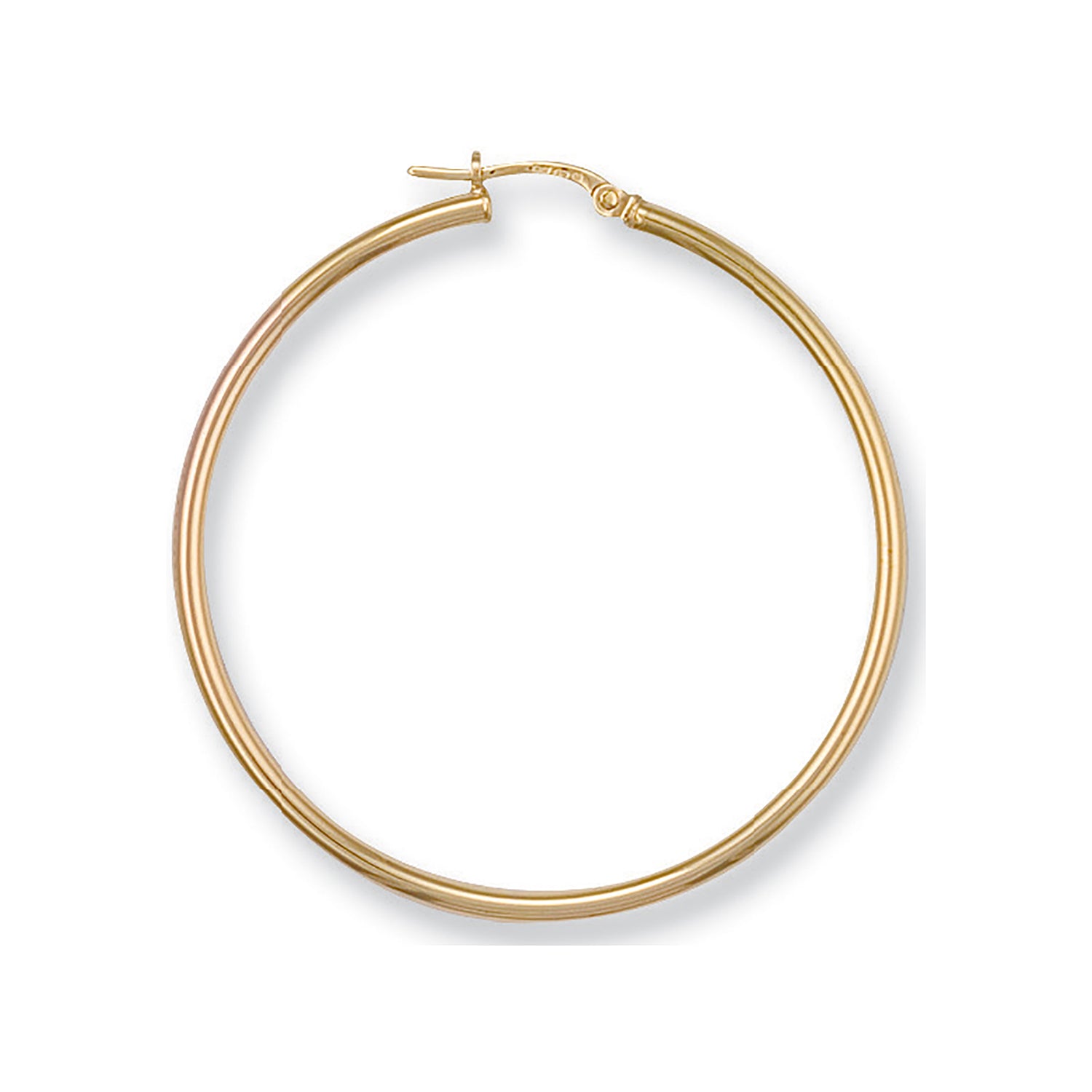 9ct Yellow Gold 40mm Round Tube Hoop Earrings