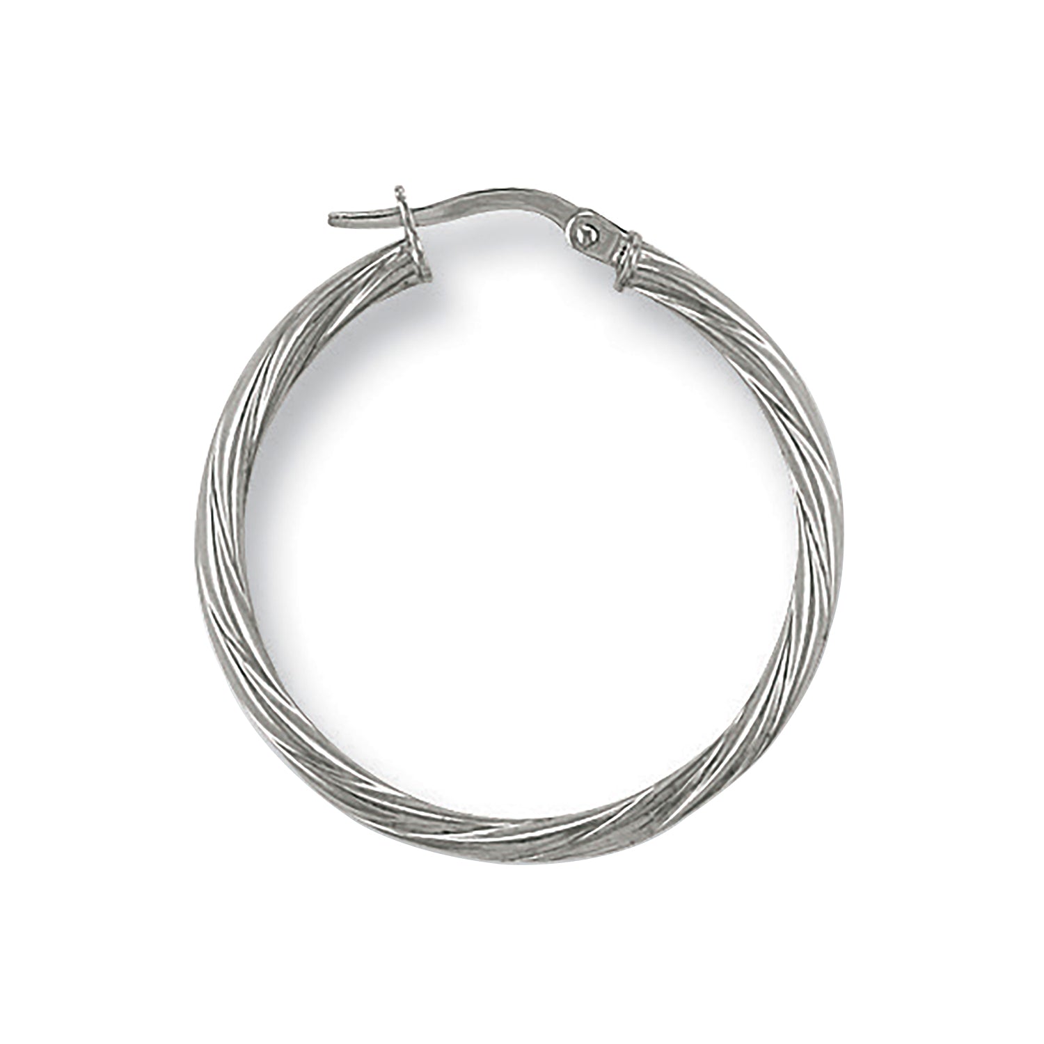 9ct White Gold 29mm Twisted Hoop Earrings