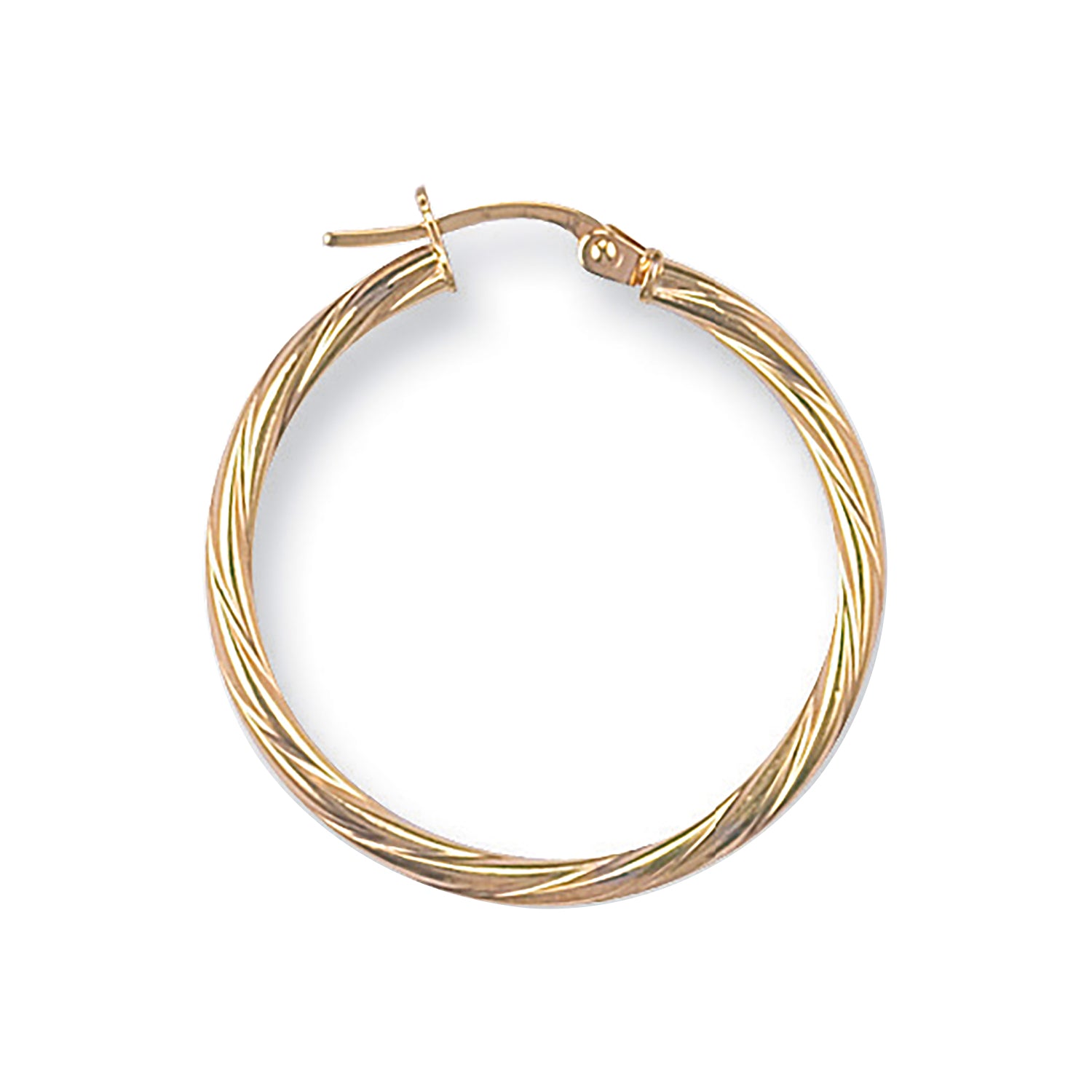 9ct Yellow Gold 29.3mm Twisted Hoop Earrings