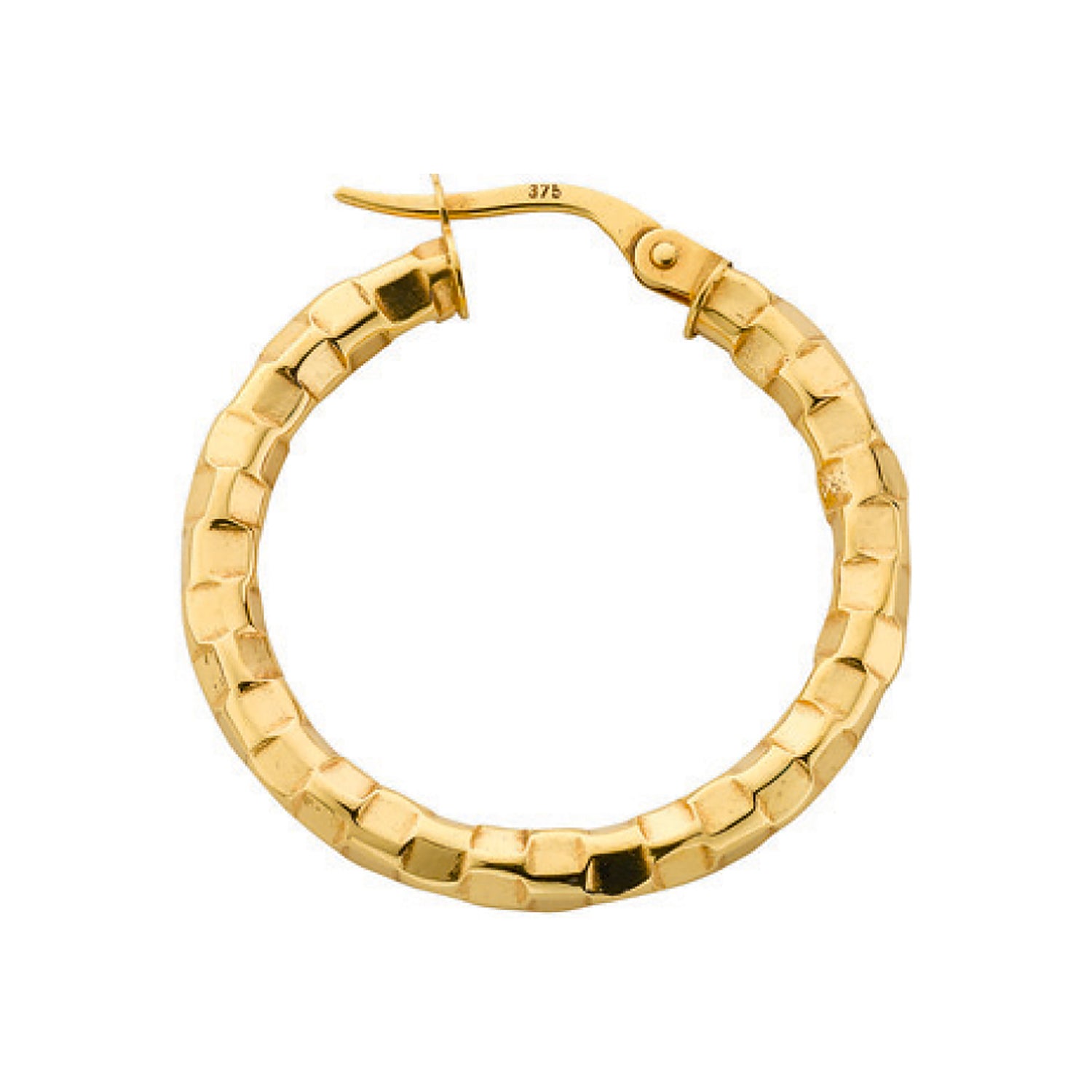 9ct Gold 25.8mm Fancy Hoop Earrings