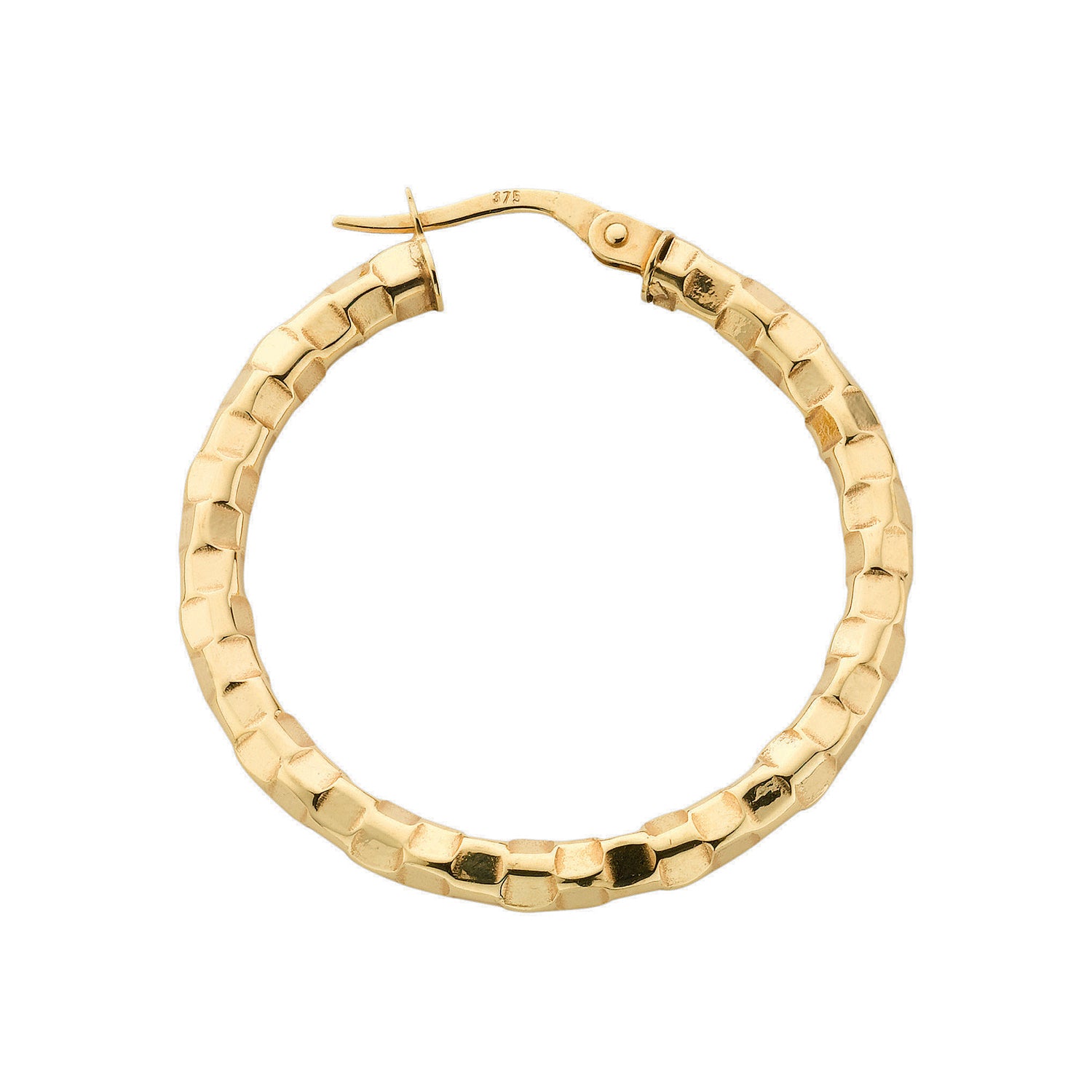 9ct Yellow Gold 31.2mm Fancy Hoop Earrings