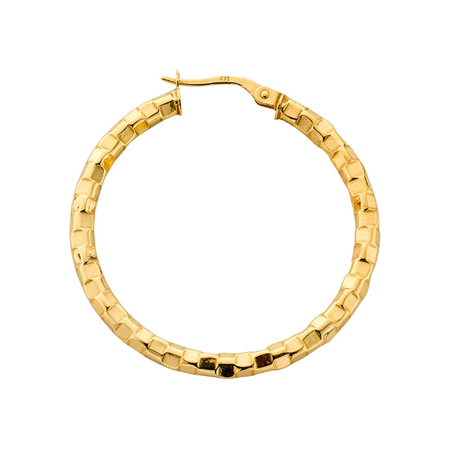 9ct Yellow Gold 36.3mm Fancy Hoop Earrings