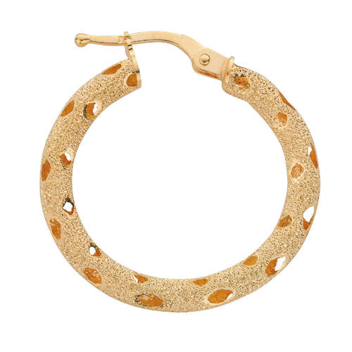 9ct Yellow Gold 28mm Frosted Hoop Earrings