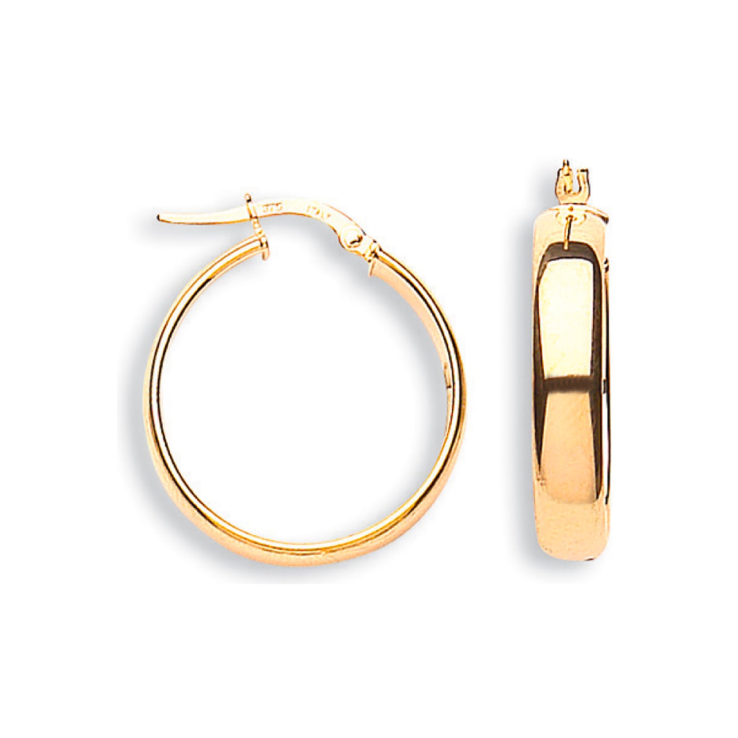 9ct Yellow Gold 24mm Tube Hoop Earrings