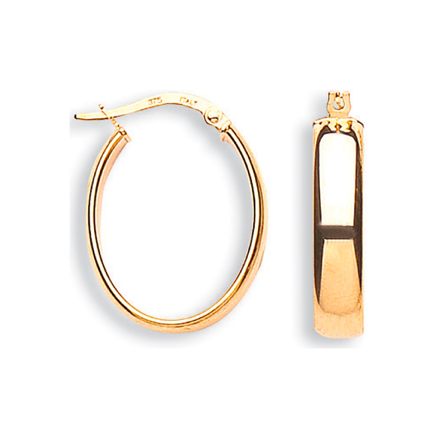 9ct Yellow Gold Oval Tube Hoop Earrings