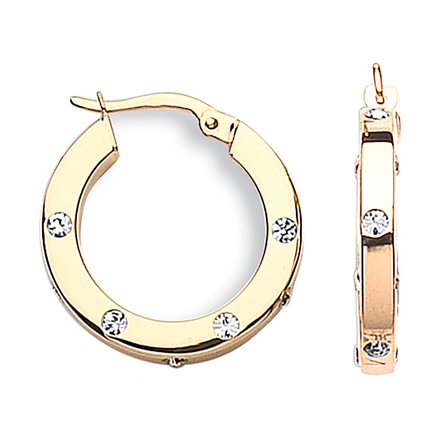 9ct Yellow Gold 21mm Cubic Zirconia Hoop Earrings